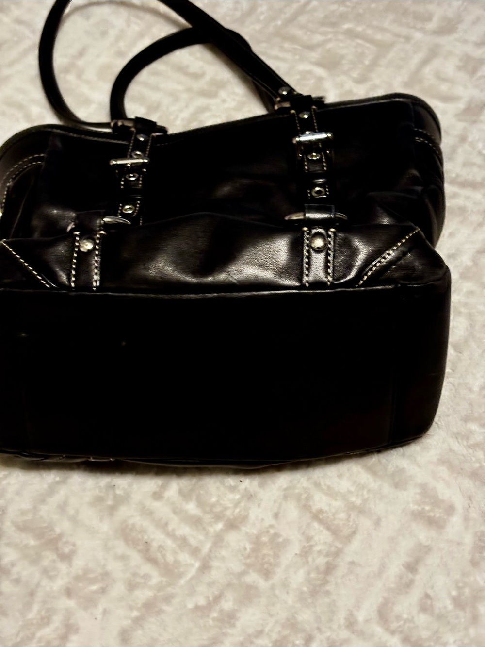 Coach Black Leather Tote with Silver Hardware - Picture 7 of 12